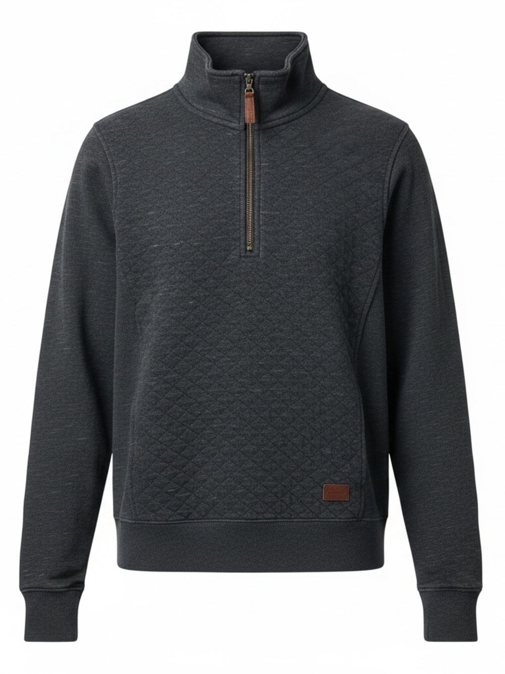 L.L.Bean Women’s Quilted Quarter Zip Pullover Sweater Gray XS Petite